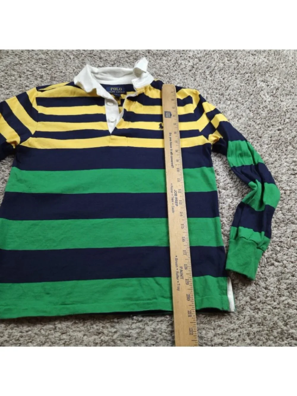 Polo Ralph Lauren Shirt Boys Medium 10-12 Striped Rugby Long Sleeve  Collared - Picture 3 of 7